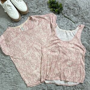 Lucky Brand PJS Pink Paisley Tops Set Size XL